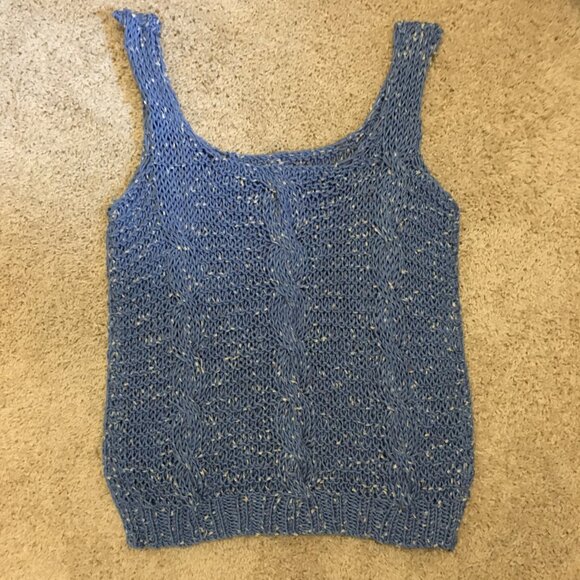 OAK Handmade Periwinkle Blue Sleeveless Cable Knit Top - Picture 9 of 12